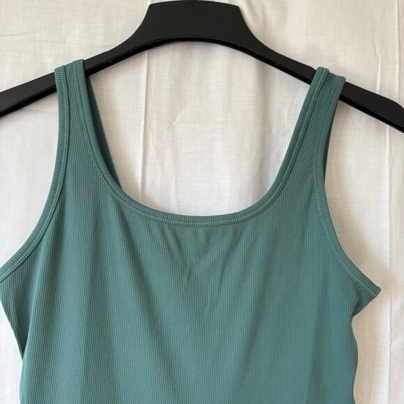 NIKE ONE DRI-FIT DRESS BODYSUIT Shorts Green RIBBED ATHLETIC WEAR  Medium - Picture 7 of 7